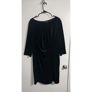 Preston & York Velvet Dress Women's Sz 18 Black Party Festive Minimalist Mature